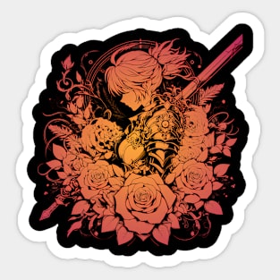 Anime warrior girl artwork Sticker